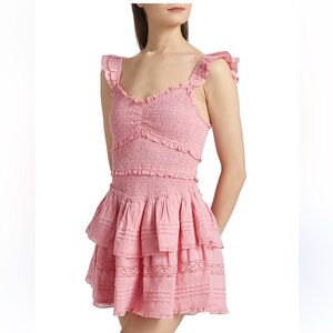 LoveShackFancy S Pink Ruffle lacy Tiered Girls' Dress